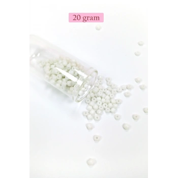 Dökme Cam Kum Boncuk Büyük Boy (6/0) 4 mm - 20 Gram - Beyaz - BNC075