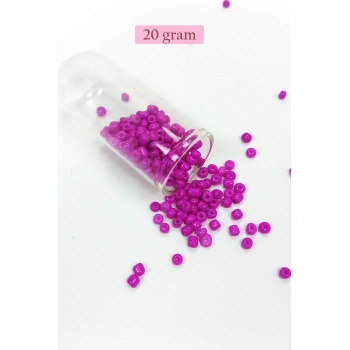 Dökme Cam Kum Boncuk Büyük Boy (6/0) 4 mm - 20 Gram - Fuşya - BNC099