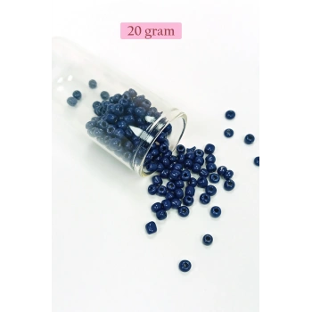 Dökme Cam Kum Boncuk Büyük Boy (6/0) 4 mm - 20 Gram - Koyu Mavi - BNC078