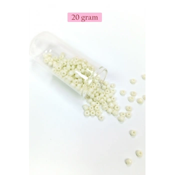 Dökme Cam Kum Boncuk Büyük Boy (6/0) 4 mm - 20 Gram - Krem - BNC071