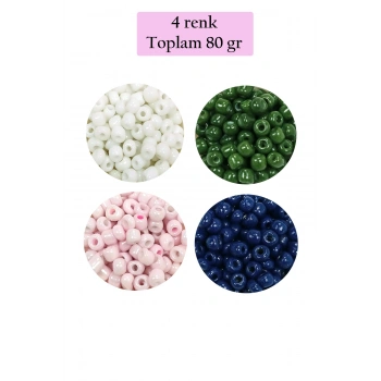Dökme Cam Kum Boncuk Büyük Boy (6/0) 4 mm - 4 Renk - Toplam 80 Gram - BNC408
