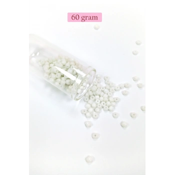 Dökme Cam Kum Boncuk Büyük Boy (6/0) 4 mm - 60 Gram - Beyaz - BNC111
