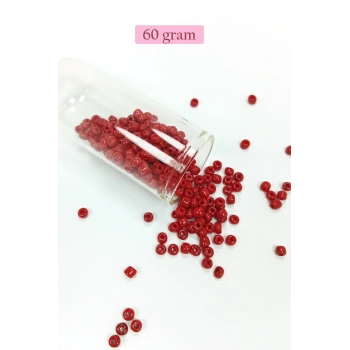 Dökme Cam Kum Boncuk Büyük Boy (6/0) 4 mm - 60 Gram - Koyu Kırmızı - BNC110