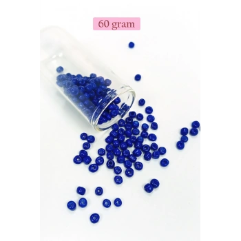 Dökme Cam Kum Boncuk Büyük Boy (6/0) 4 mm - 60 Gram - Koyu Mavi - BNC139