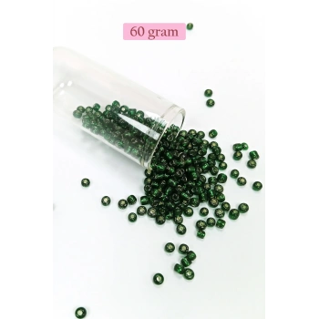 Dökme Cam Kum Boncuk Büyük Boy (6/0) 4 mm - 60 Gram - Şeffaf Koyu Yeşil - BNC136