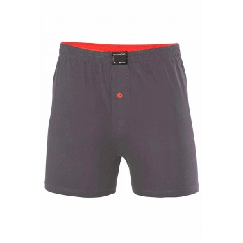 Düğmeli Pamuklu Erkek Penye Boxer Füme - 1146A