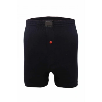 Düğmeli Pamuklu Erkek Penye Boxer Lacivert - 1146A