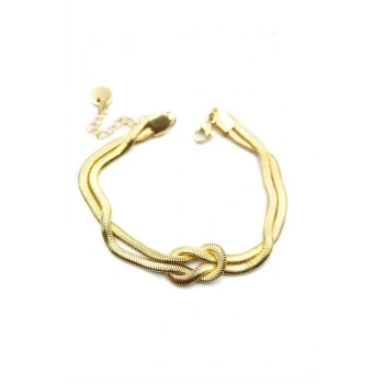 Düğüm Zincir Çelik Bileklik - Altın