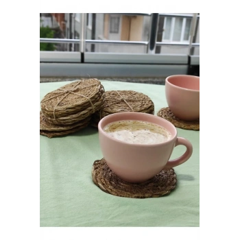 El Yapımı Hasır Bardak Altlığı Fincan Çay Kupa Altlığı Hasır Bardak Altlığı 6 Adet Royaleks-BLSSGS10