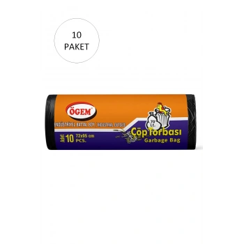 Endüstriyel Battal Boy Çöp Torbası 72 x 95 cm 10 Lu Rulo x 10 Paket = 100 Adet (Siyah)