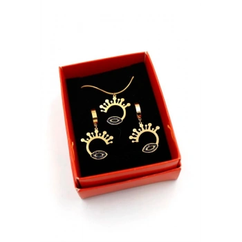 Göz Set Kolye - Altın