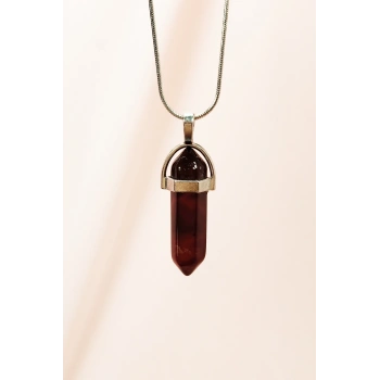 Granit Doğal Taşı Zincirli El Yapımı Tasarımlı Kolye Uç: 3,5 cm Zincir: 20 cm Kutulu