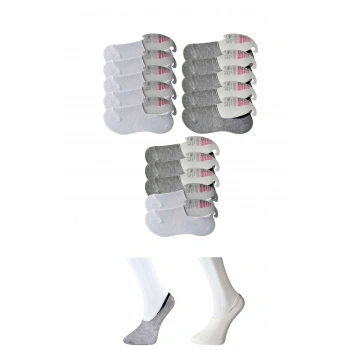 Gri ve Beyaz Kadın Babet Çorap 15 çift