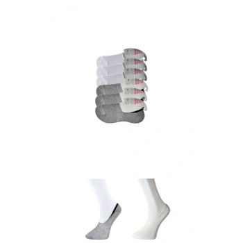 Gri ve Beyaz Kadın Babet Çorap 6 çift