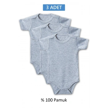 Gri Yarım Kol Body Zıbın 2-7 YAŞ Çocuklar İçin (3 ADET) Alttan Çıtçıtlı Özel Gereksinimli