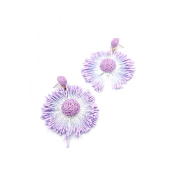 Güneş Hasır Küpe - Mor