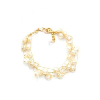 İnci Bileklik - Altın