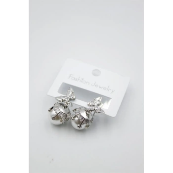 İnci Kelebek Küpe - Gümüş