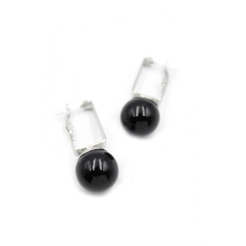 İncili Küpe - Siyah