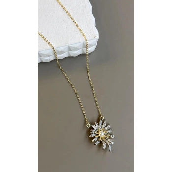 İncili Papatya Kolye - Altın