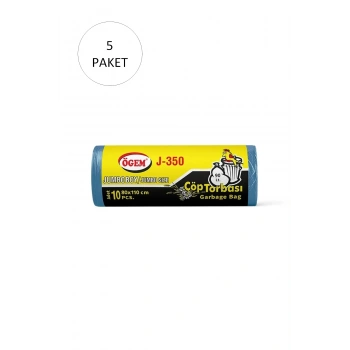 J-350 Jumbo Boy Çöp Torbası 80 x 110 cm 10 Lu Rulo x 5 Paket = 50 Adet (Mavi)