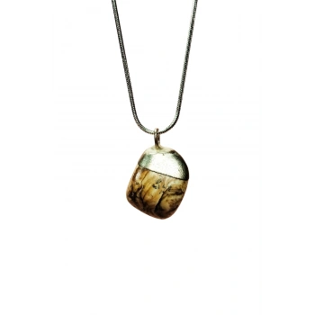 Jasper Doğal Taşı Zincirli El Yapımı Kolye Uç: 2 cm Zincir: 20 cm Kutulu