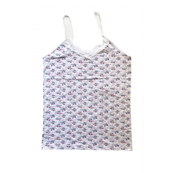 Kadın Askılı Desenli Atlet Dantelli Empirme Pamuklu Penye D7