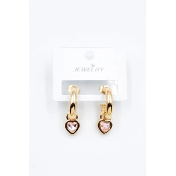 Kalp Halka Küpe - Pembe