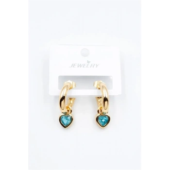 Kalp Halka Küpe - Turkuaz