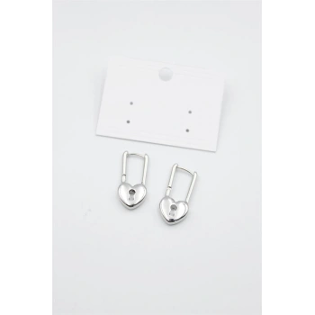 Kalp Kilit Küpe - Gümüş