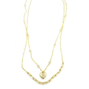 Kalp Kolye - 90cm - Altın