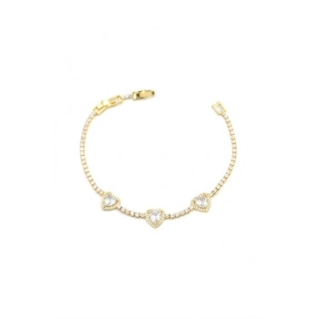 Kalp Taşlı Bileklik - Altın