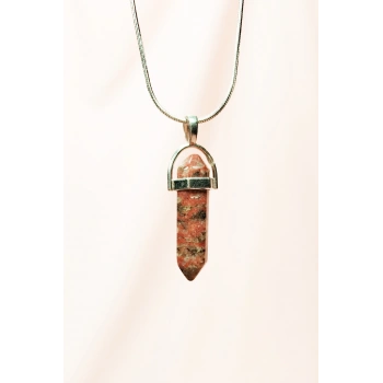 Kantaşı Doğal Taşı Zincirli El Yapımı Tasarımlı Kolye Uç: 3,5 cm Zincir: 20 cm Kutulu