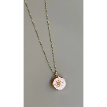 Kapaklı Güneş Kolye - Pembe