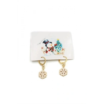 Kar Tanesi Yılbaşı Küpe - Altın