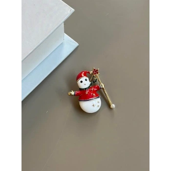 Kardan Adam Broş - Kırmızı