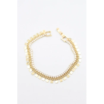 Kare Pullu Su Yolu Bileklik - Altın