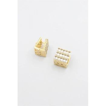 Kare Taşlı Küpe - Altın