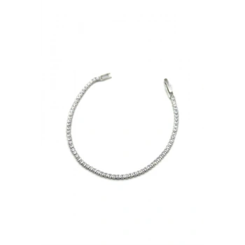 Kare Taşlı Su yolu Bileklik - Gümüş