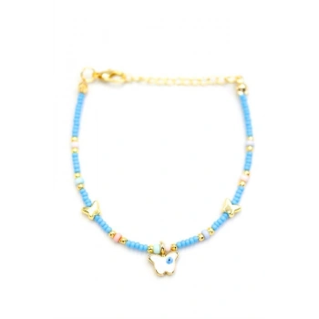 Kelebek Boncuk Bileklik - Açık Mavi