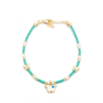 Kelebek Boncuk Bileklik - Açık Yeşil