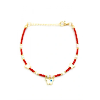 Kelebek Boncuk Bileklik - Bordo