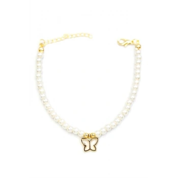 Kelebek İnci Bileklik - Altın