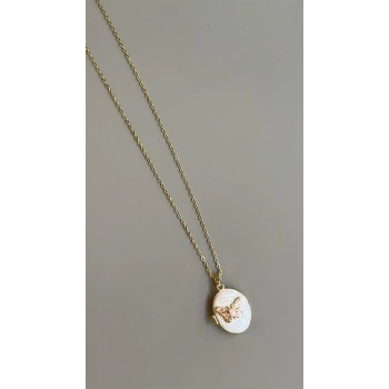 Kelebek Kapaklı Kolye - Altın