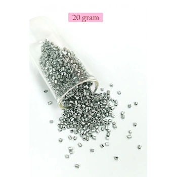 Kesme Cam Boncuk 2mm - 20 Gram - Mat Gümüş -BNC333