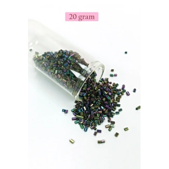 Kesme Cam Boncuk 2mm - 20 Gram - Parlak Alacalı -BNC304