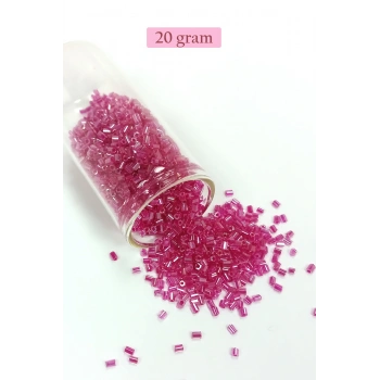 Kesme Cam Boncuk 2mm - 20 Gram - Şeffaf Koyu Pembe -BNC346