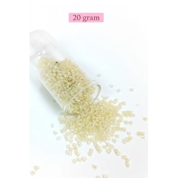 Kesme Cam Boncuk 2mm - 20 Gram - Şeffaf Krem -BNC339