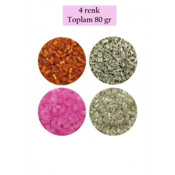 Kesme Cam Boncuk 2mm - 4 Renk - Toplam 80 Gram - BNC441
