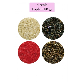Kesme Cam Boncuk 2mm - 4 Renk - Toplam 80 Gram - BNC444